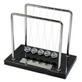 Newtons Cradle with Black Marble Base and Silver Plate